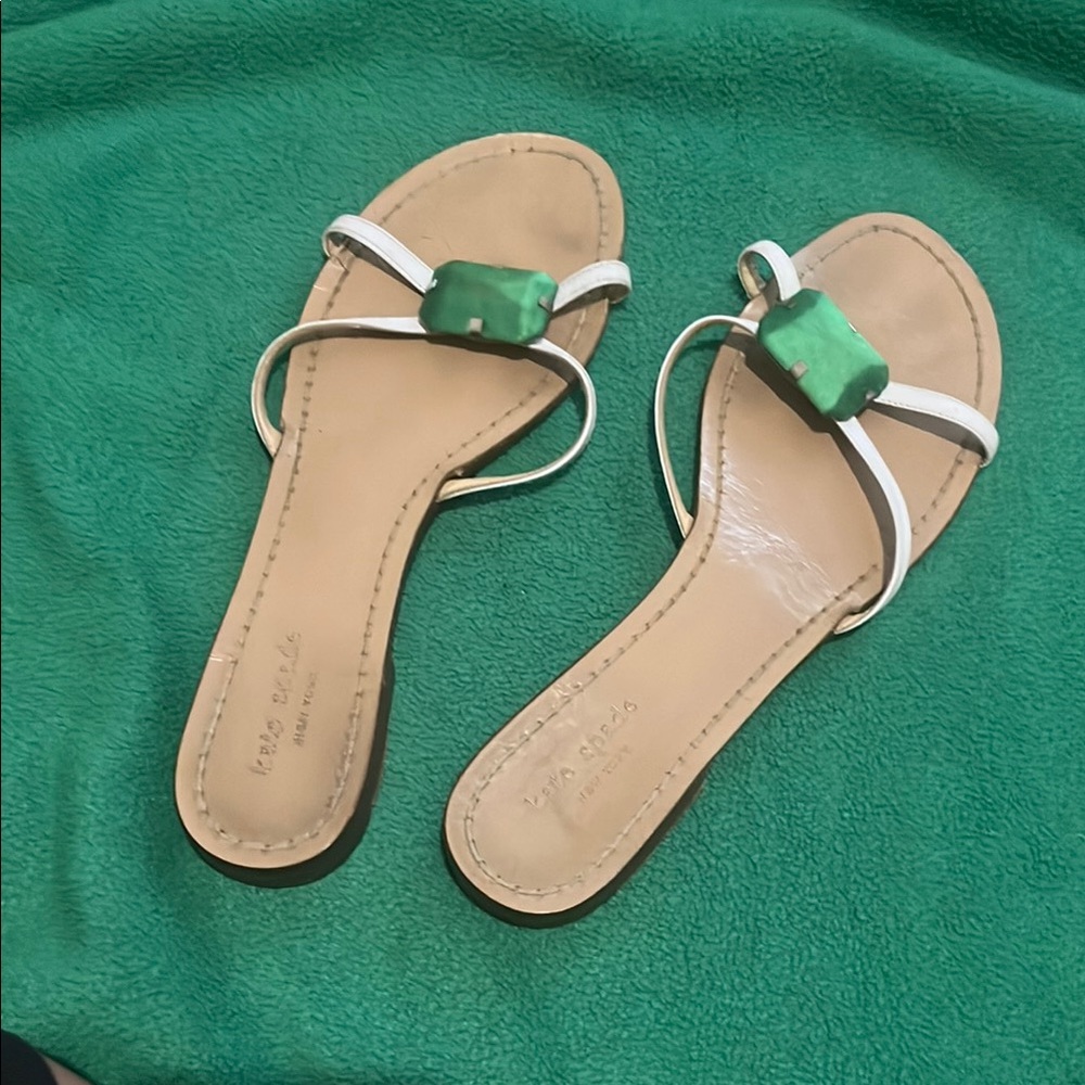 Kate Spade sandals size 10 green white flat